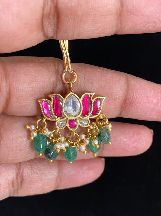 Jadau Kundan Lotus Maang Tikka | Indian Traditional Jewelry