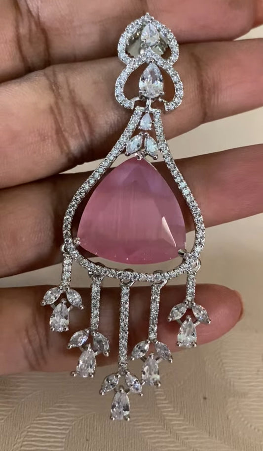 AD Classic Pink Earrings | Indian luxury Earrings