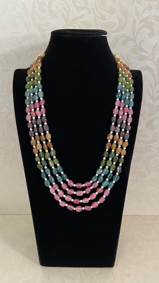 Multi Color Gem Grade Beads & pearl Necklace | South Indian Jewelry | Gift Idea