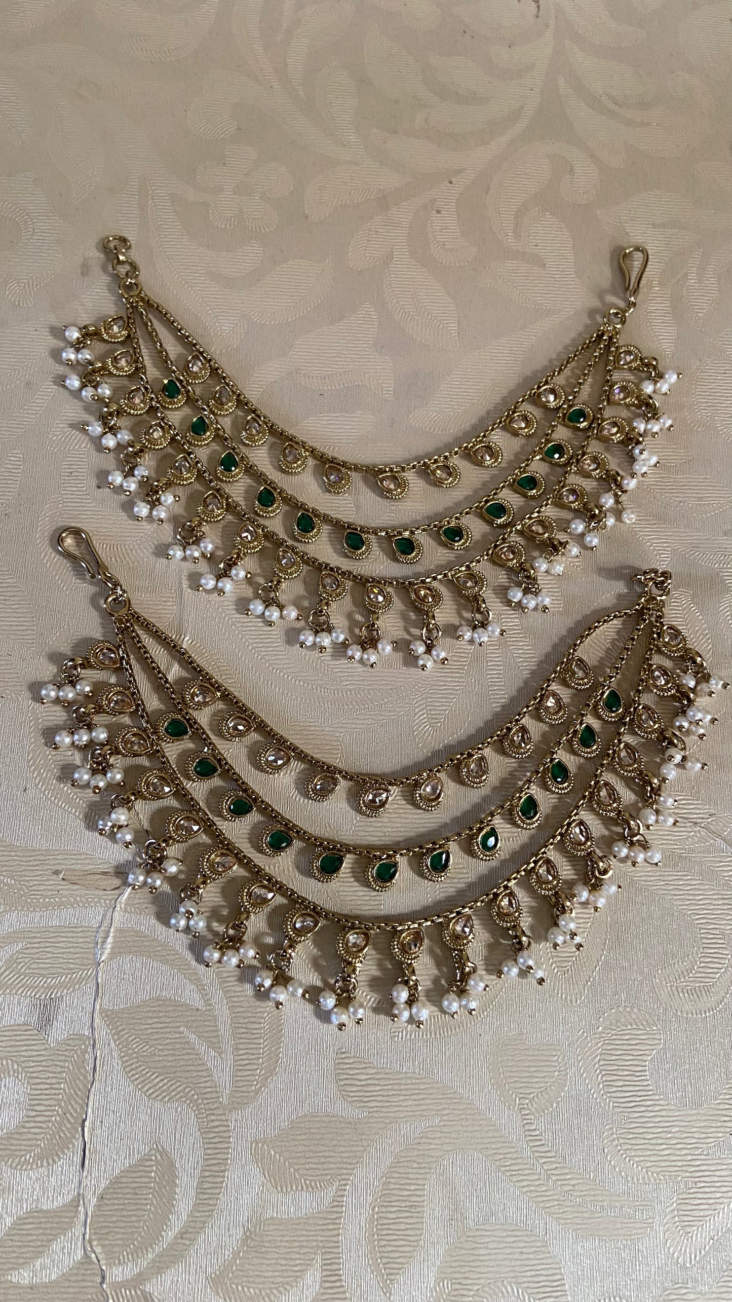 Antique Kundan Ear Chains | Hair accessories | South Indian Champaswaralu