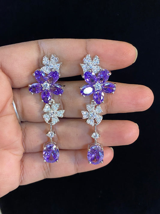 Tanzanite floral Earrings | Indian Earrings