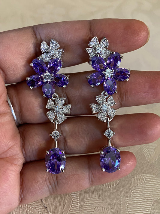 Tanzanite floral Earrings | Indian Earrings