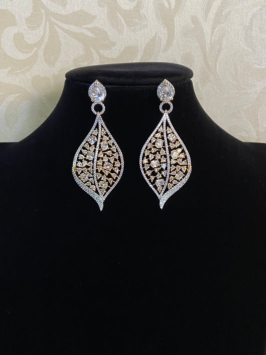 CZ Classic Earrings | Rhodium 2tone Earrings