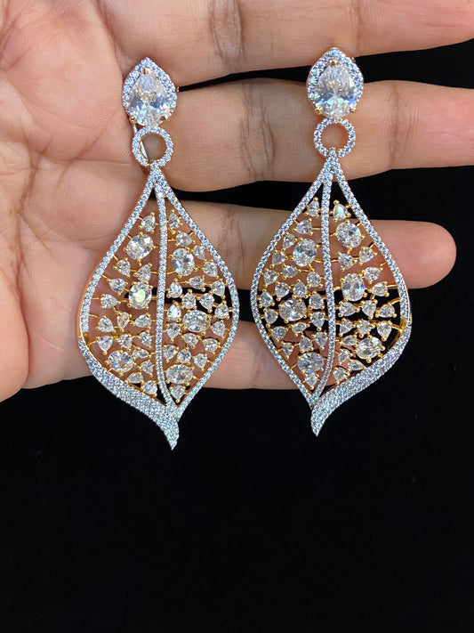 CZ Classic Earrings | Rhodium 2tone Earrings