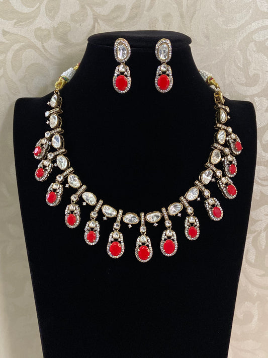 Victorian Polki Kundan Necklace With Earrings | Indian Necklace In USA