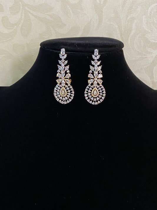 Classic CZ 2tone Earrings | Inian Jewelry In USA