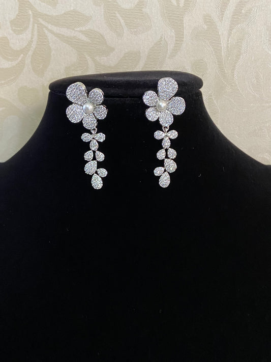 AD Classic Rhodium Earrings | Designer Earrings