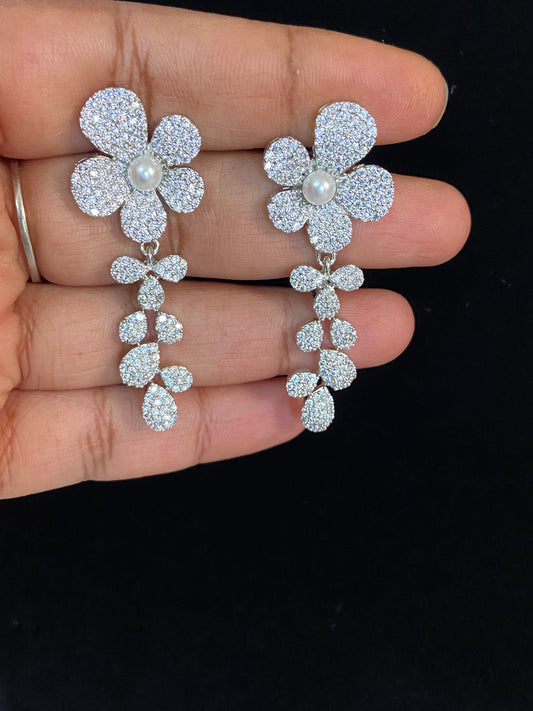 AD Classic Rhodium Earrings | Designer Earrings