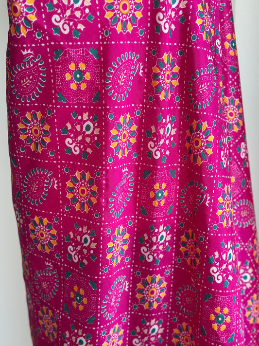 Rani Pink Printed Poly Chinnon Dupatta