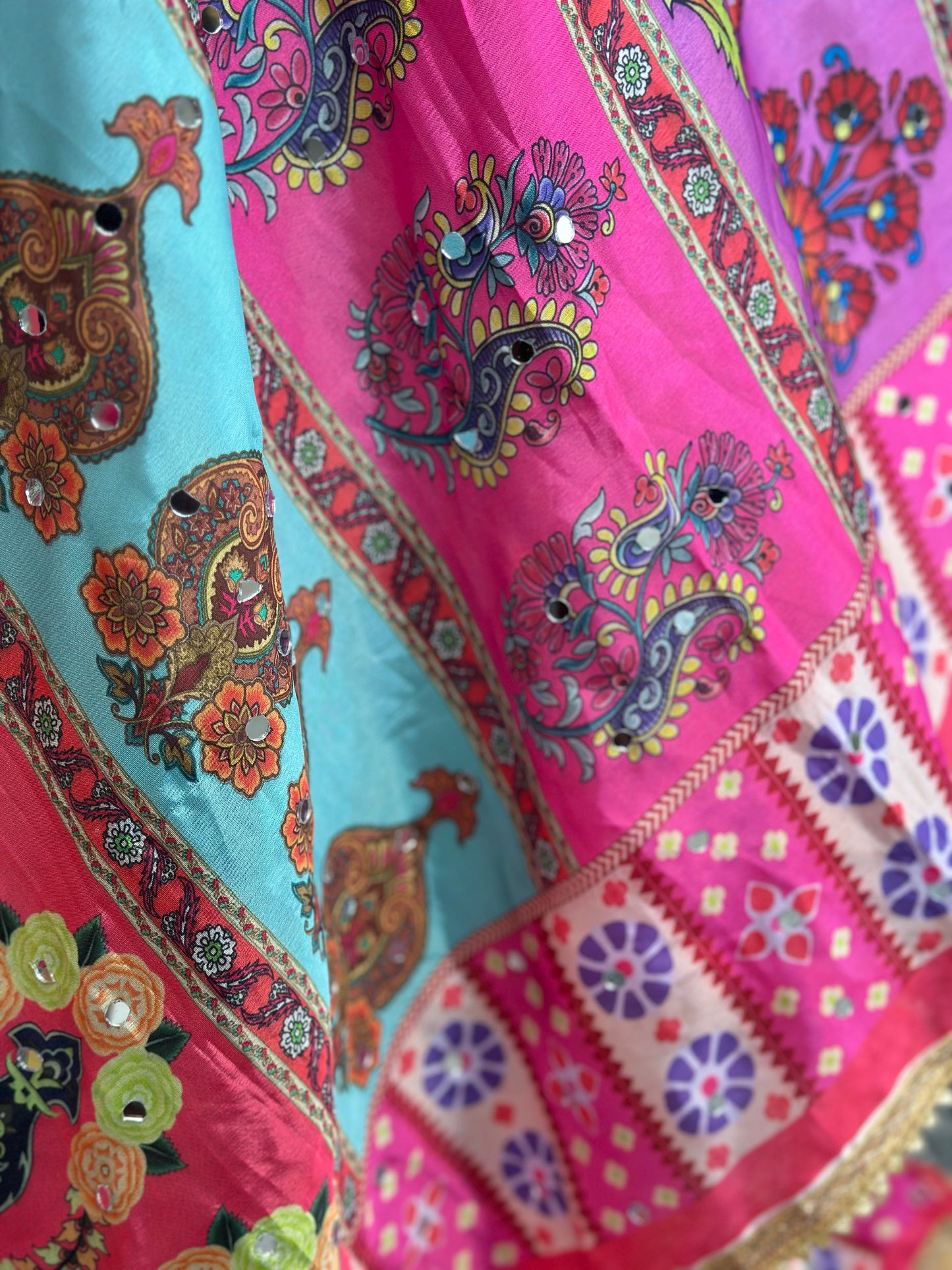 Digital Print Chinnon Dupatta | Multi Colour Mirror Work Dupatta | Party Wear Dupatta