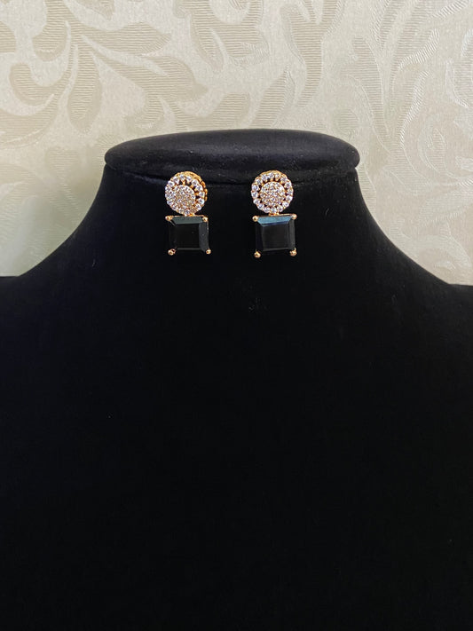 AD Black Studs | Indian Earrings
