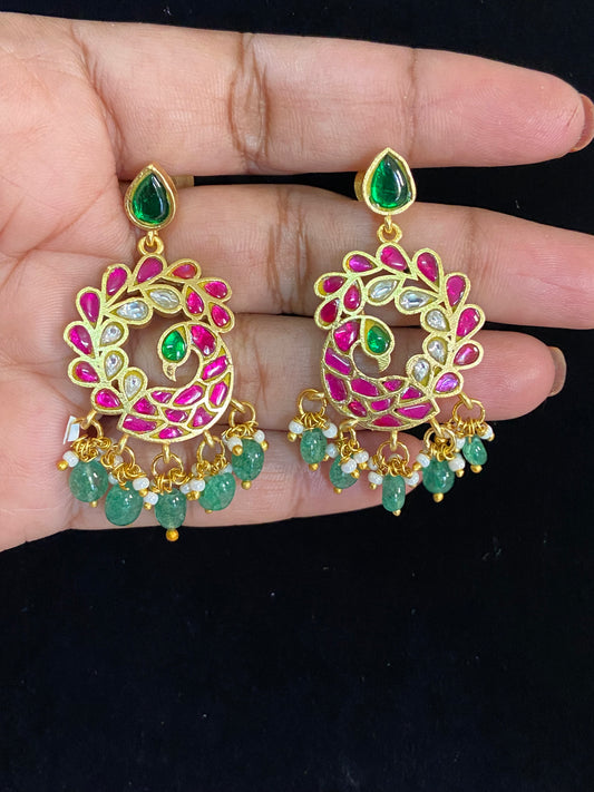 Jadau Kundan Peacock Earrings | Indian Jewelry