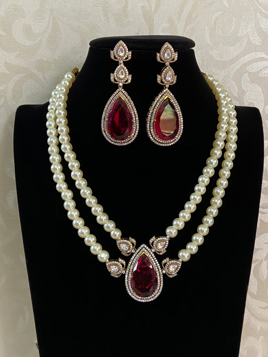 Victorian AD Doublet Pendant Pearl Necklace