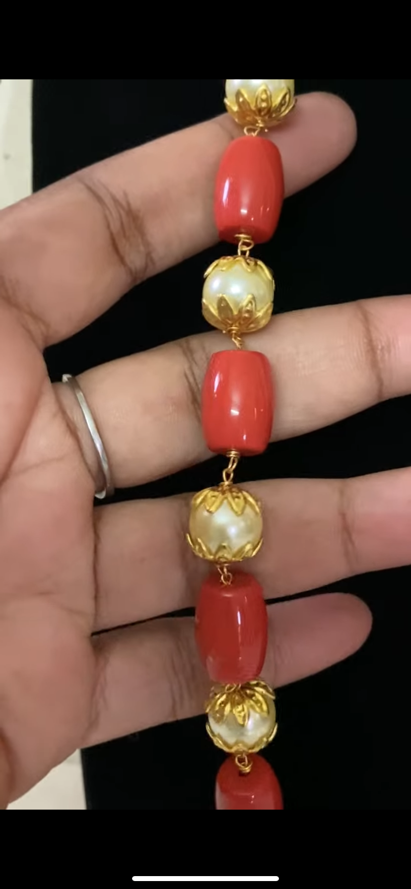 Coral & Pearl Mala Necklace