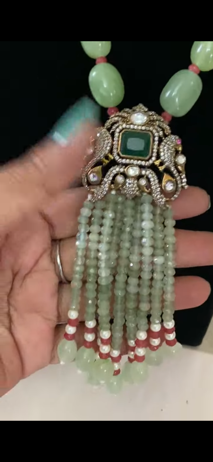 Victorian Pendant Beads necklace With Earrings | Indian Jewelry in USA