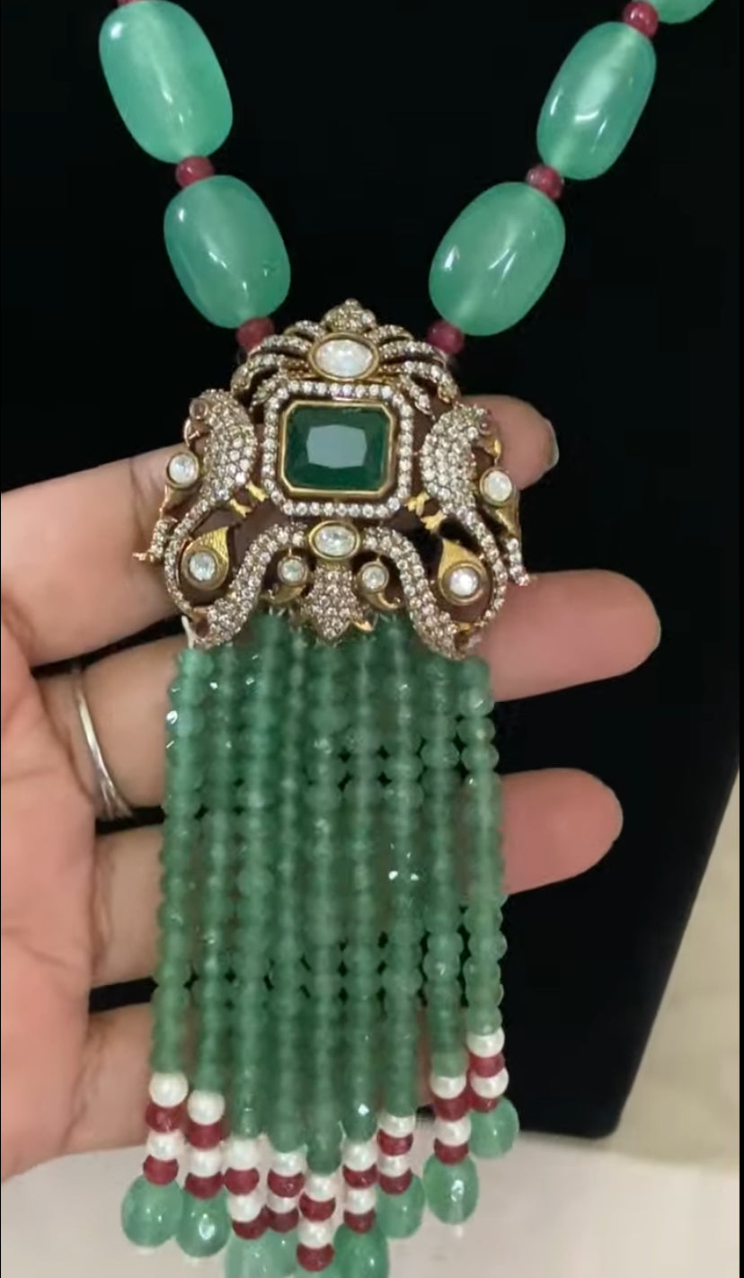 Victorian Pendant Beads necklace With Earrings | Indian Jewelry in USA