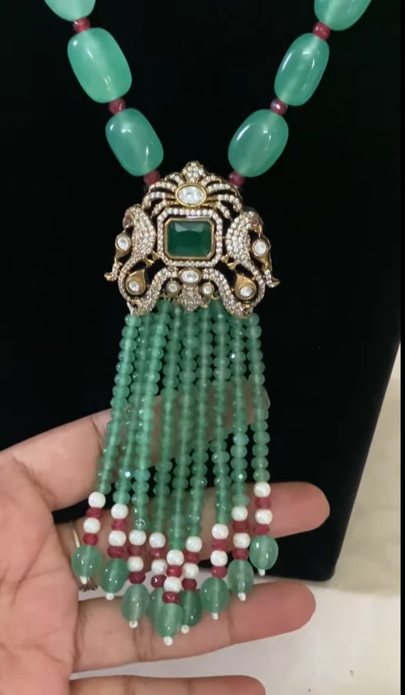 Victorian Pendant Beads necklace With Earrings | Indian Jewelry in USA