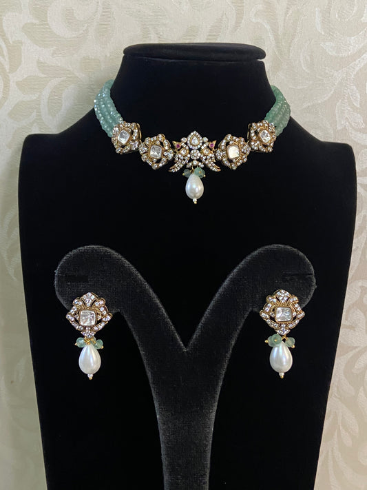 AD Victorian Pendant Beads Choker Set | Indian Necklace | Gift Idea