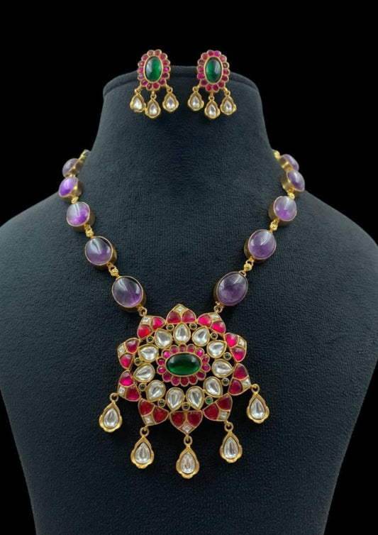 Natural stones Fusion Necklace | Indian Jewelry | Statement necklace