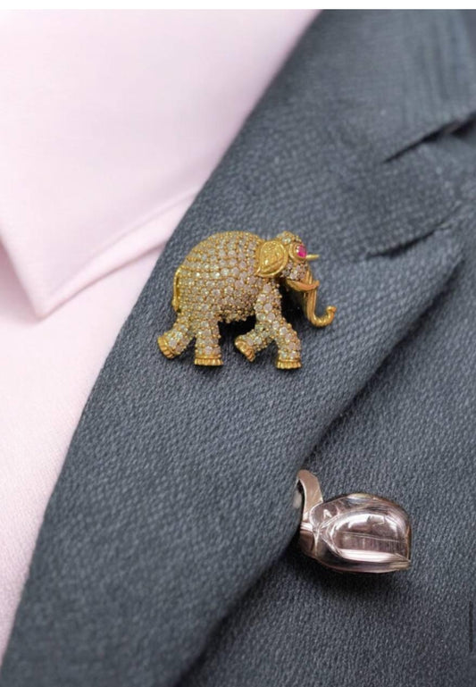 AD Elephant Brooch Pin | Indian Jewelry