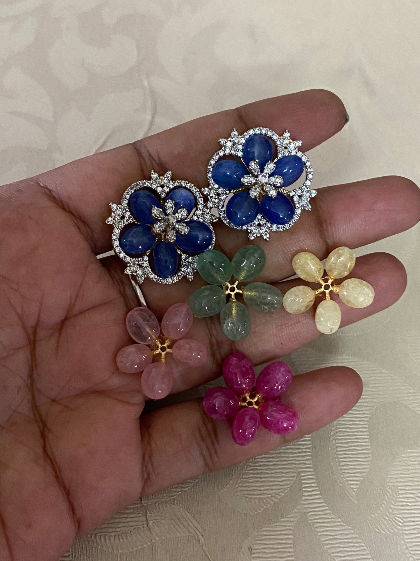 AD Changeable Earrings | Beautiful Multi Colour Earrings | Beaded Flowers Earrings