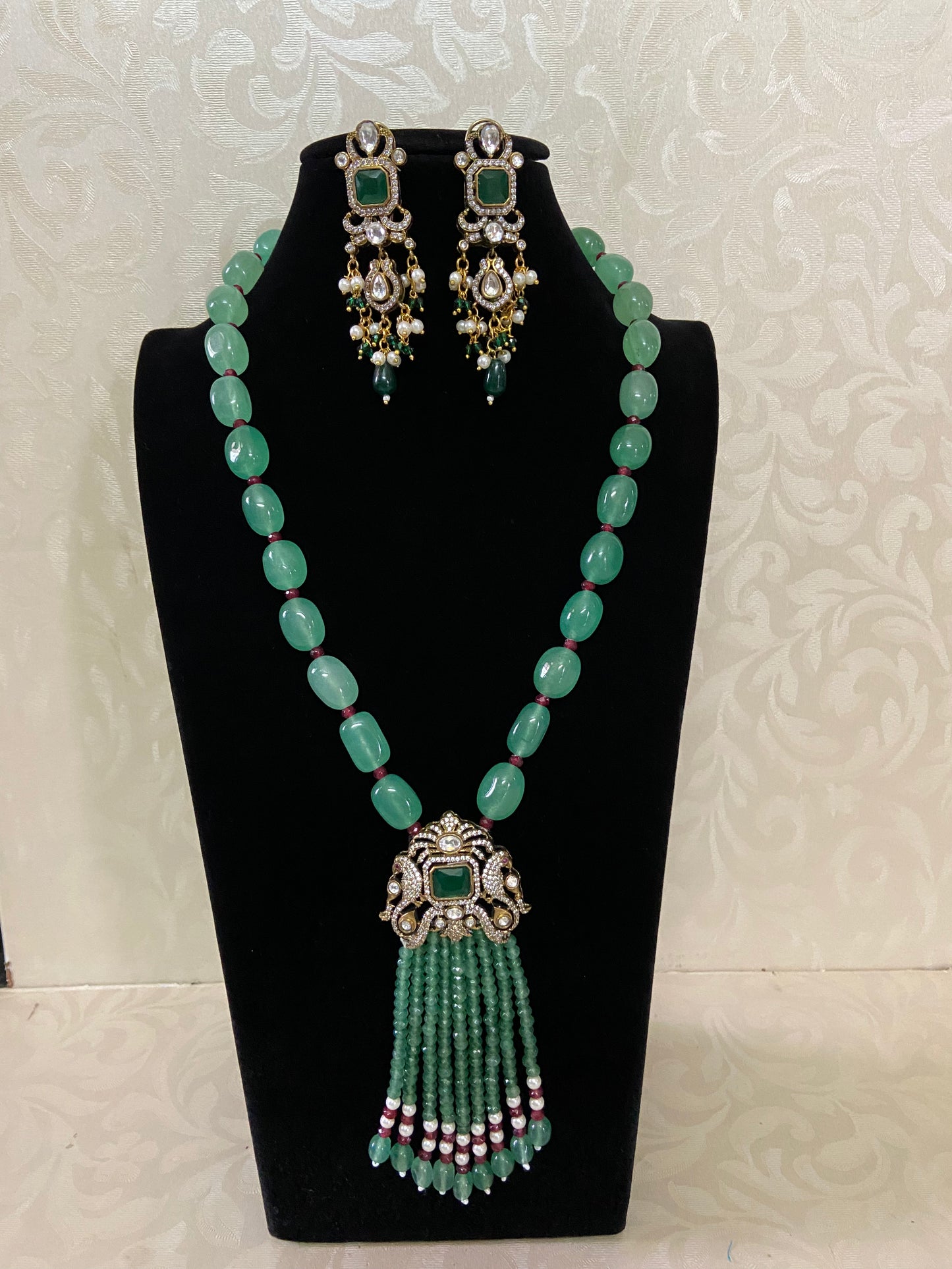 Victorian Pendant Beads necklace With Earrings | Indian Jewelry in USA