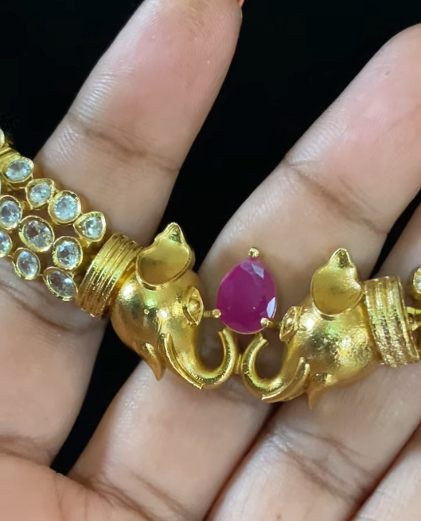 CZ Elephant Motif Necklace Set | Contemporary Necklace