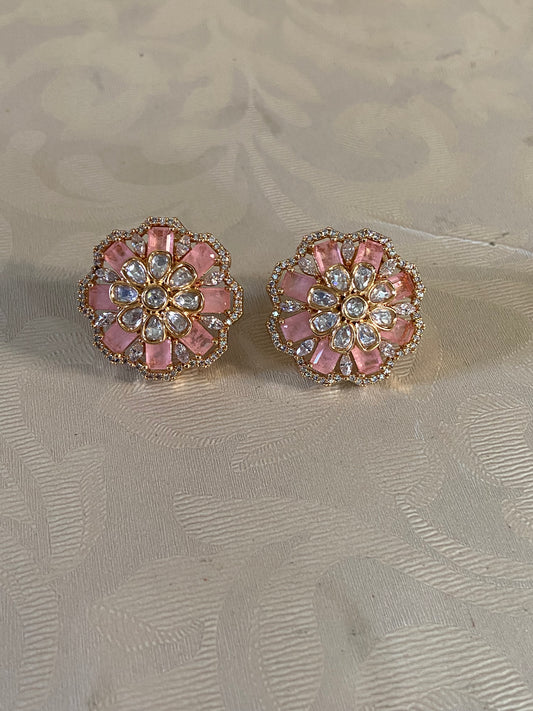Moissanite Polki Studs | Indian Earrings