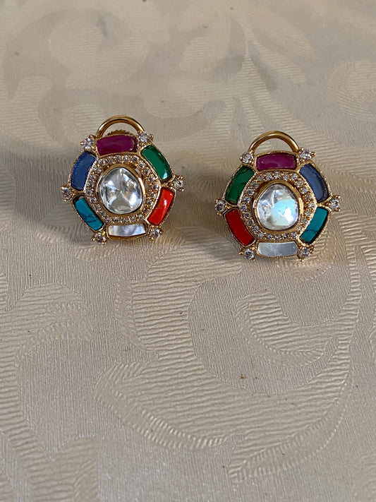 Polki Multi colour Kundan Studs |