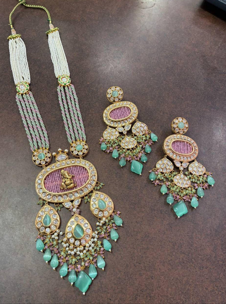 Long Kundan Necklace With Earrings | Indian Luxury Necklace In USA