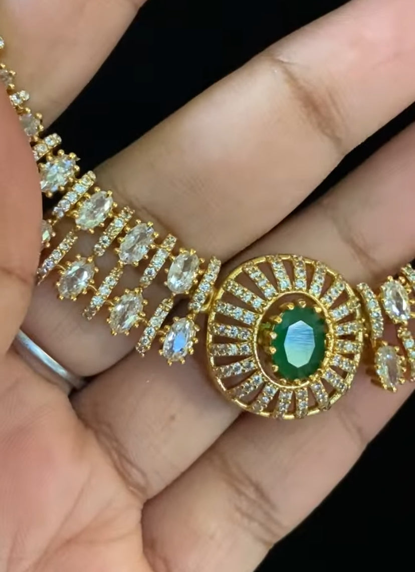 CZ Necklace With exchangeable stones| Indian jewelry | Interchangeable Stone Set