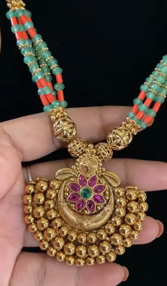 Beads Antique Necklace With Earrings | Indian Jewelry In USA