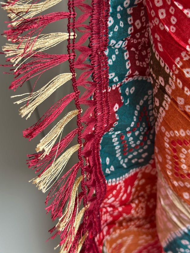 Multicoloured Bandini Dupatta | Art Silk Crushed Dupatta | Party Wear Dupatta