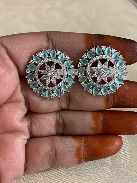 AD Mint Green Studs | Beautiful Earrings