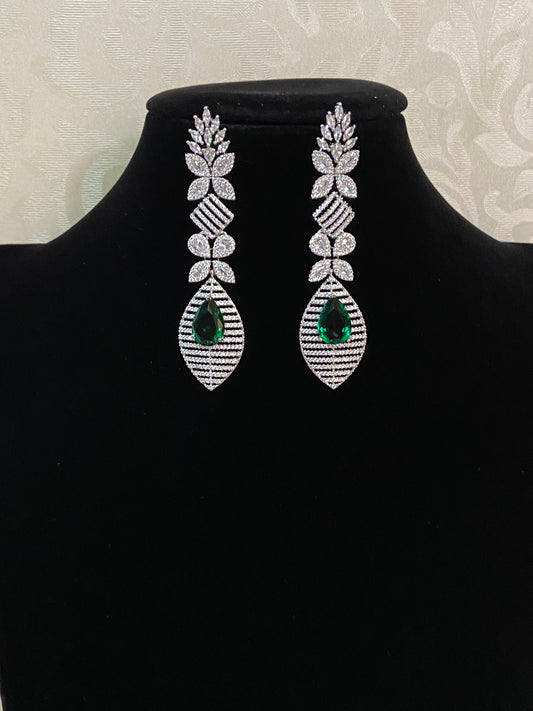 Contemporary AD Earrings | AD Emerald Earrings