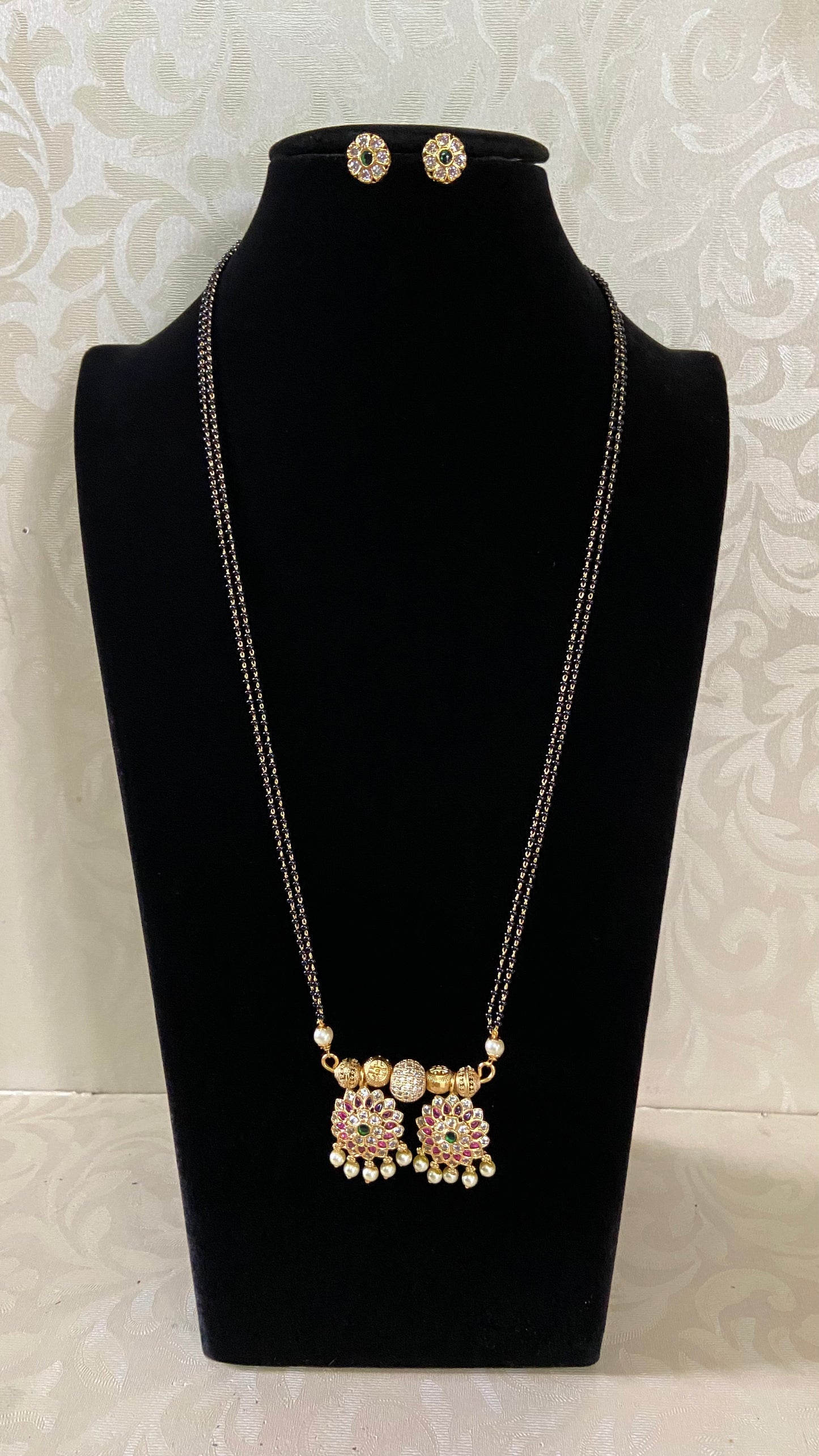 Antique Classic Mangalsutra | Long Mangalasutra With Earrings | Traditional Mangalasutra