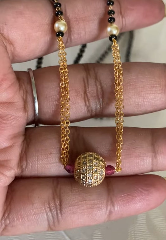 AD Ball Mangalasutra | Black Beads Necklace