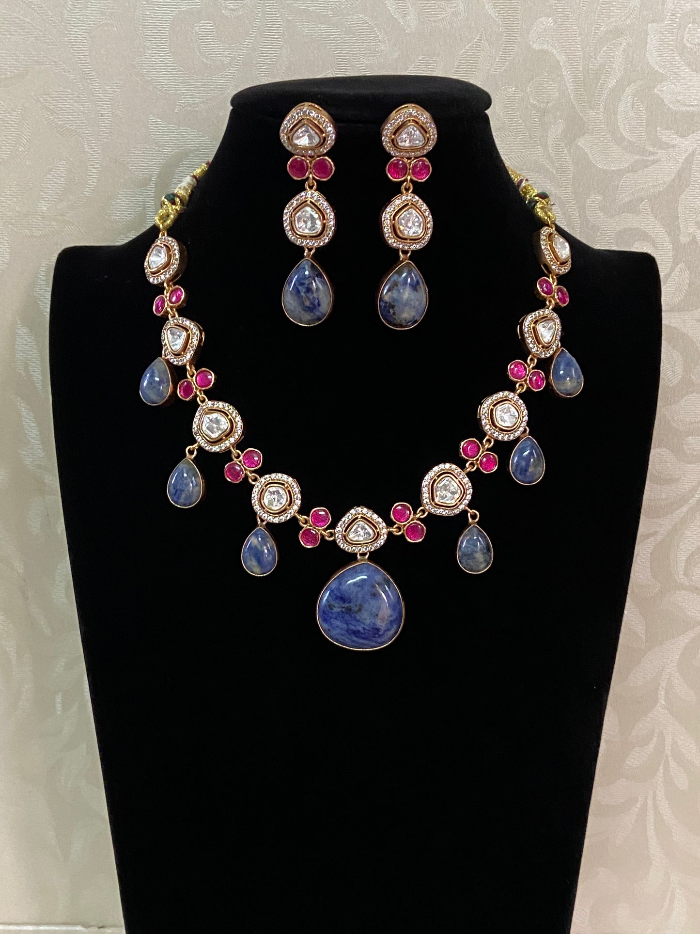 Natural stones with Moissanites fusion Necklace | Latest Indian jewelry