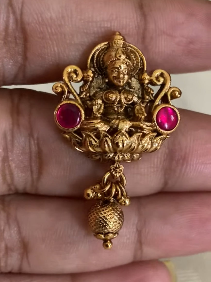 Antique Nakshi Gold Ball Necklace | Traditional Temple Lakshmi Necklace