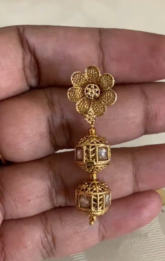 Antique Nakshi & polki Balls Necklace | Indian Traditional Necklace With Earrings