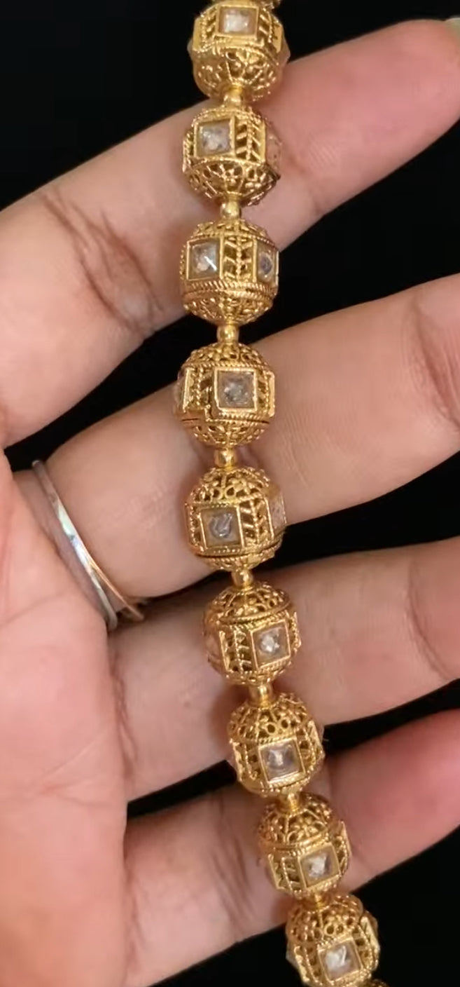 Antique Nakshi & polki Balls Necklace | Indian Traditional Necklace With Earrings