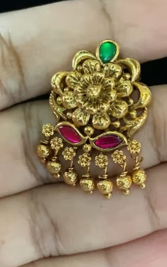 Antique Nakshi Small Balls Necklace With Studs | Indian Antique Gundla Haram