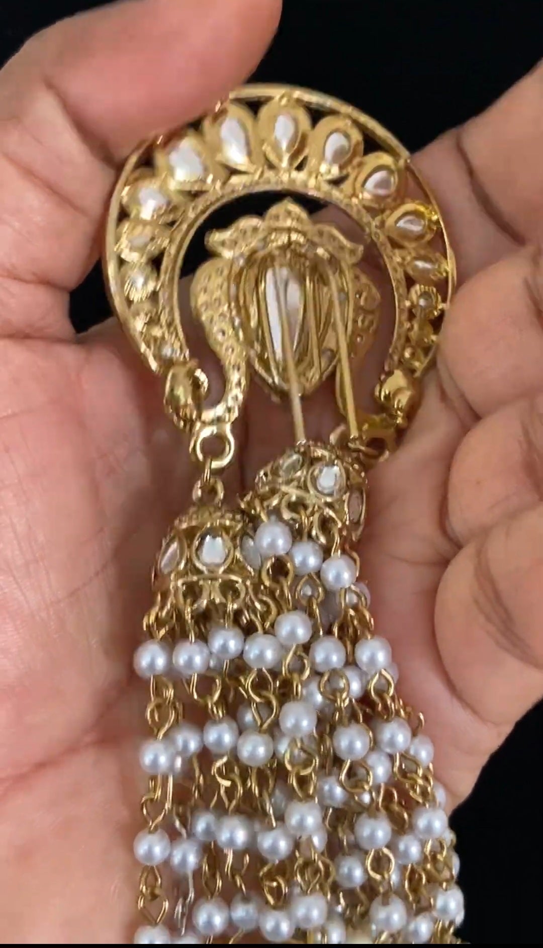 Kundan Pearl Long Jumki Hair Accessories | Hair Choti | Traditional Indian Jewelry