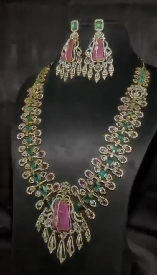 Premium AD Bridal Necklace Set | Indian Bridal Jewelry