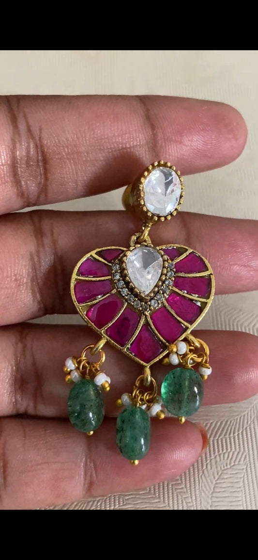 Moissanite & Jadau Fusion Bridal Necklace Set | Indian Jewelry
