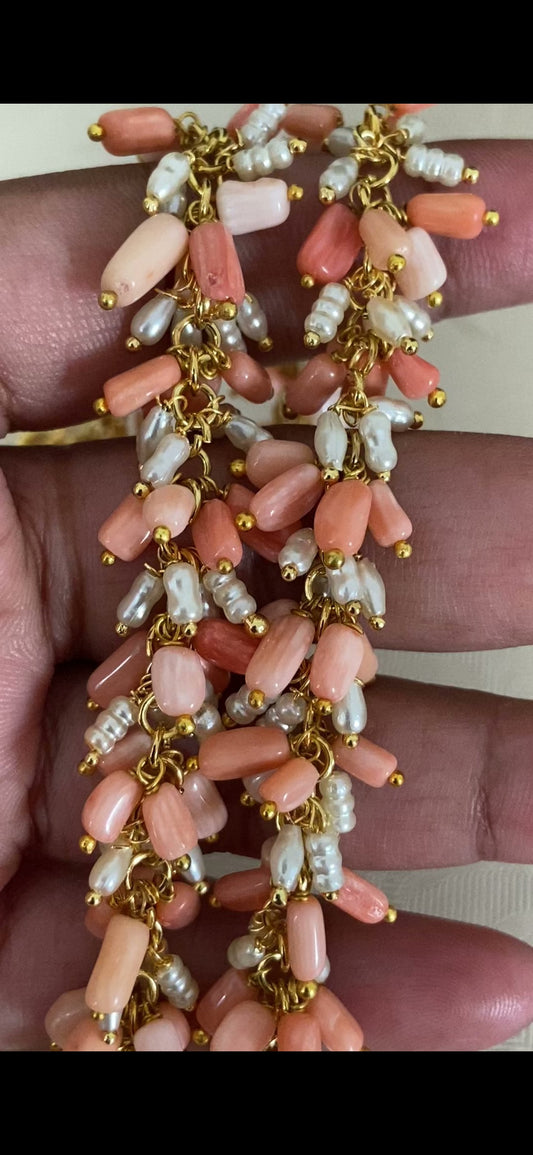 Coral & Pearl Bunch Necklace | Indian Jewelry In USA