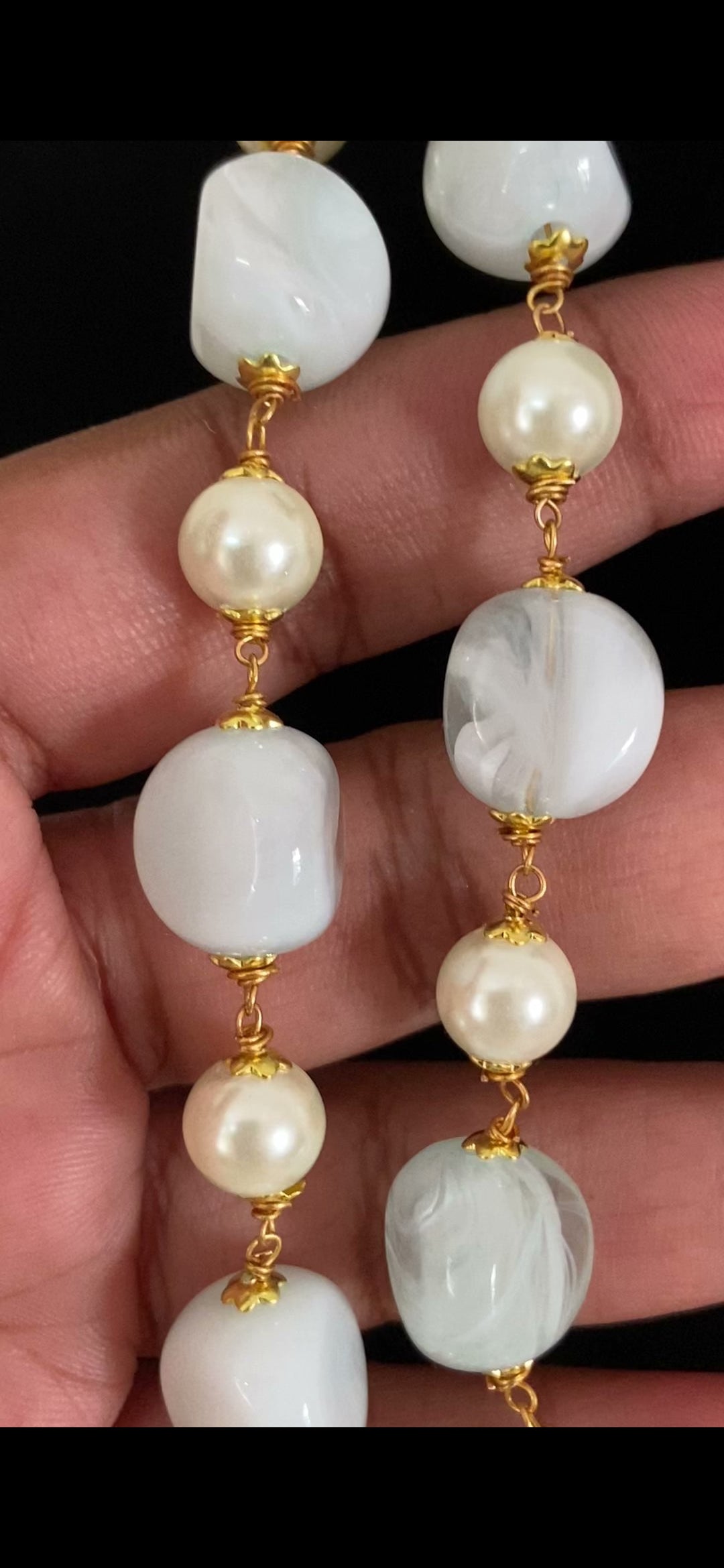 Two Layered Beads & Pearl Mala | Indian Beads Jewelry