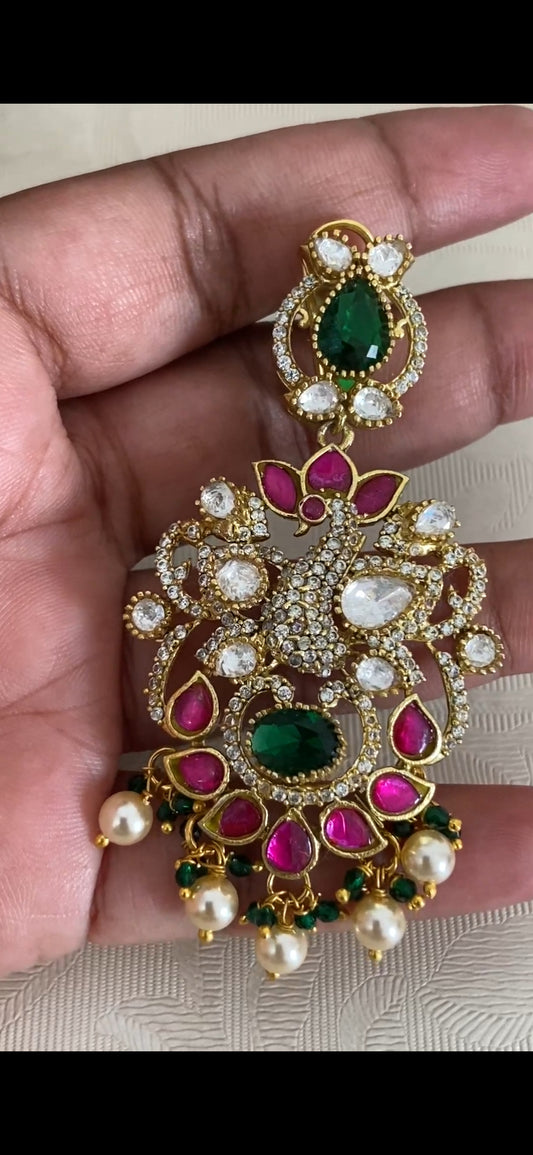 Moissanite & Jadau Fusion Bridal Necklace With Earrings | Indian Jewelry