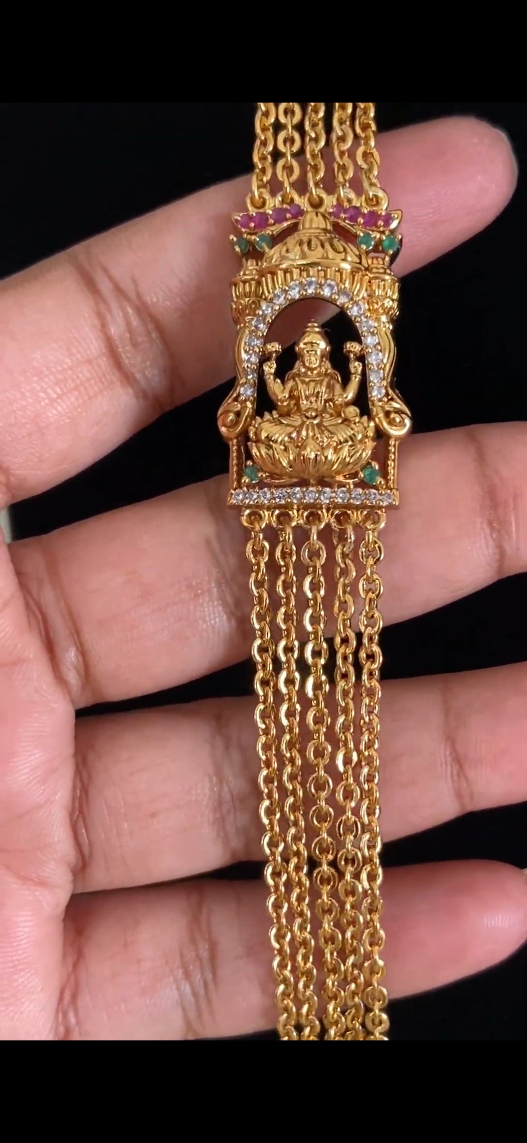 Antique Lakshmi Side Pendant Chandraharam | Indian Traditional Jewelry In USA
