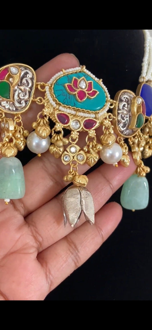 Jadau Kundan fusion Choker Set | Indian Jewelry In USA
